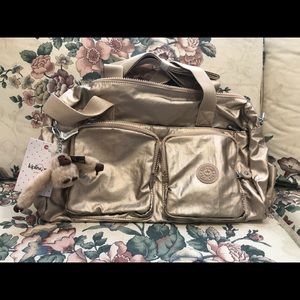 GOLD Kipling nylon front pocket satchel